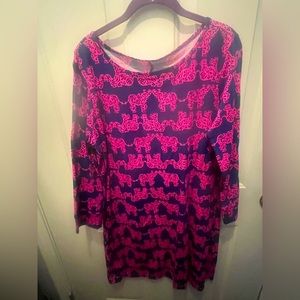 NWOT Lilly Pulitzer Women’s Boatneck Elephant Print Dress, Size Large